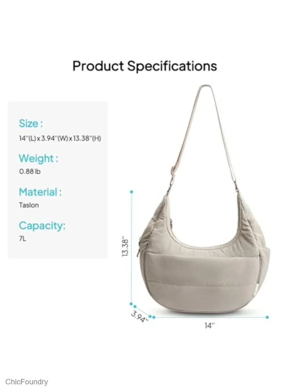 Puffer Crossbody Bag for Women with Water Bottle Holder, 7L Multi-Pocket Travel